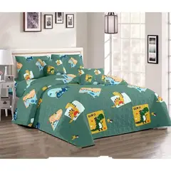 GENERICO - Cubrecama 1.5 plaza DINO VERDE quilt verano 100% COTTON