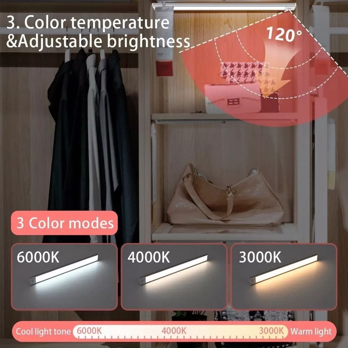 TNAKIEX - 2luz Clóset Barra Con Sensor Movimiento 40cm Lámpara Armario