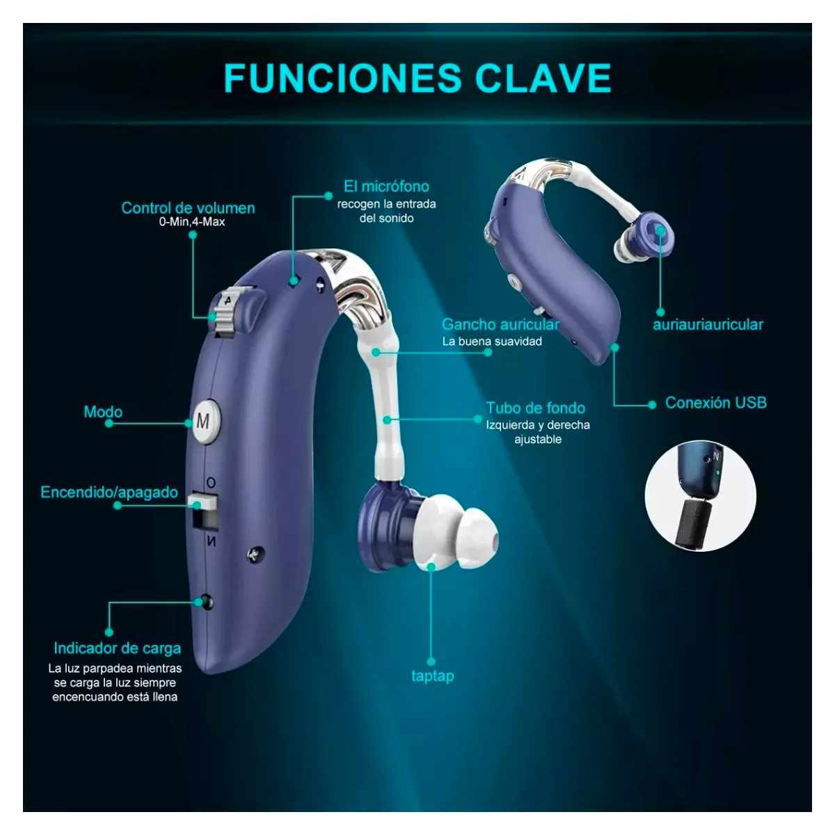 MUNDO MAGIA - Audífono Para Sordos Recargable Exclente Calidad