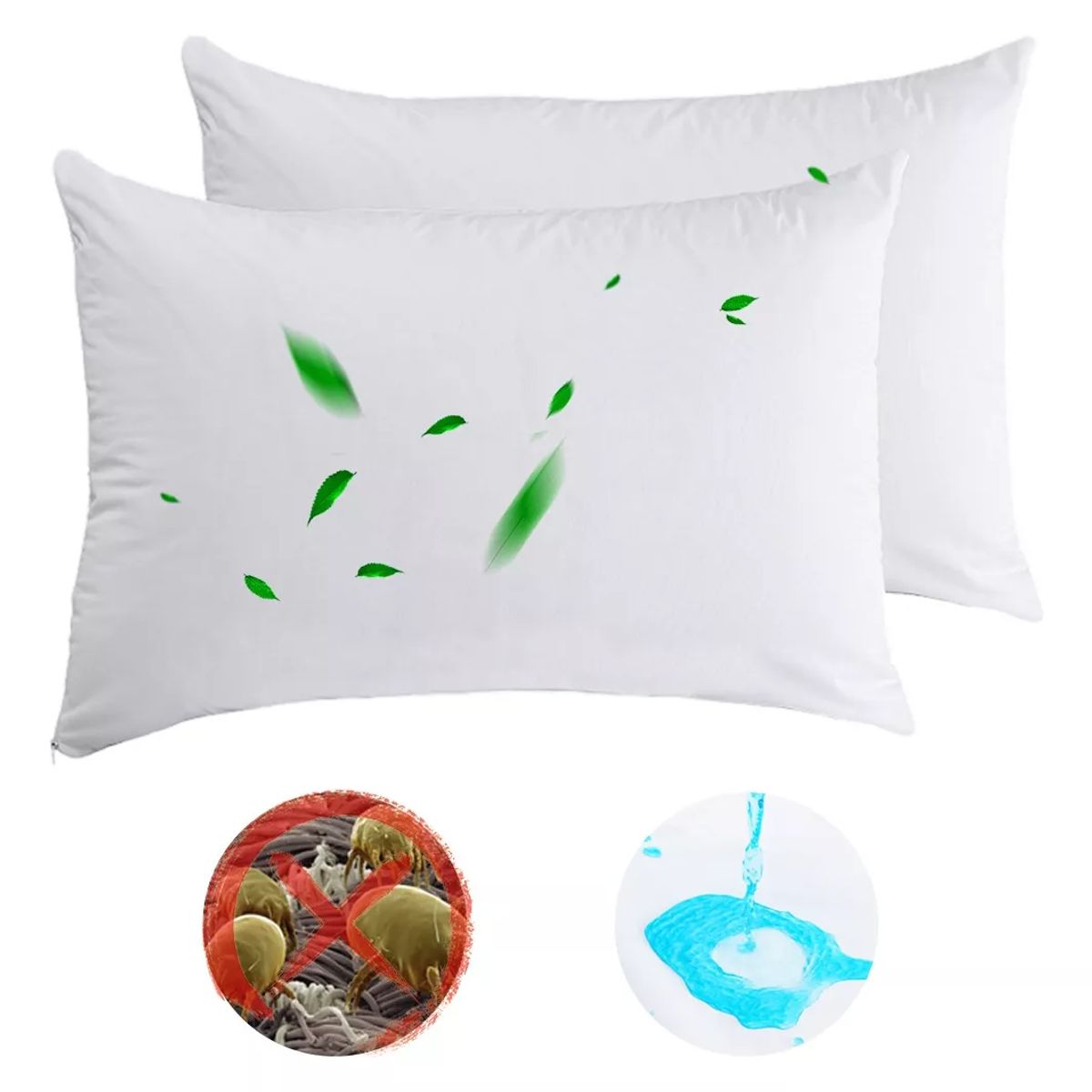 KUANGYE - Fundas de Almohada 2 Set 50x70cm Antiácaros Impermeable