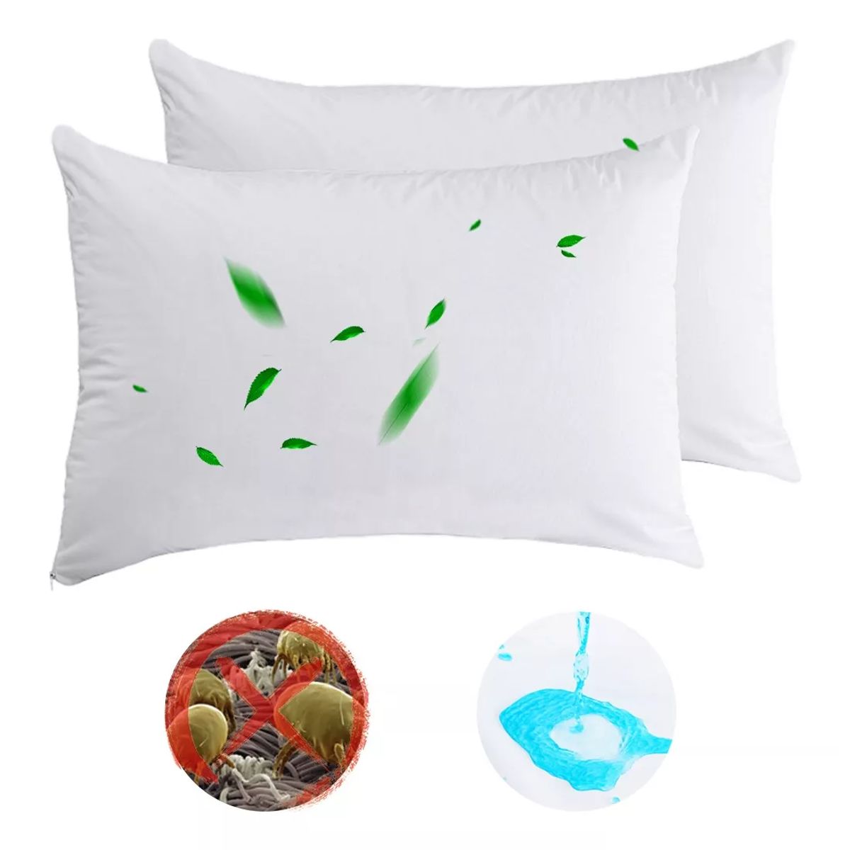 KUANGYE - Fundas de Almohada 2 Set 50x70cm Antiácaros Impermeable