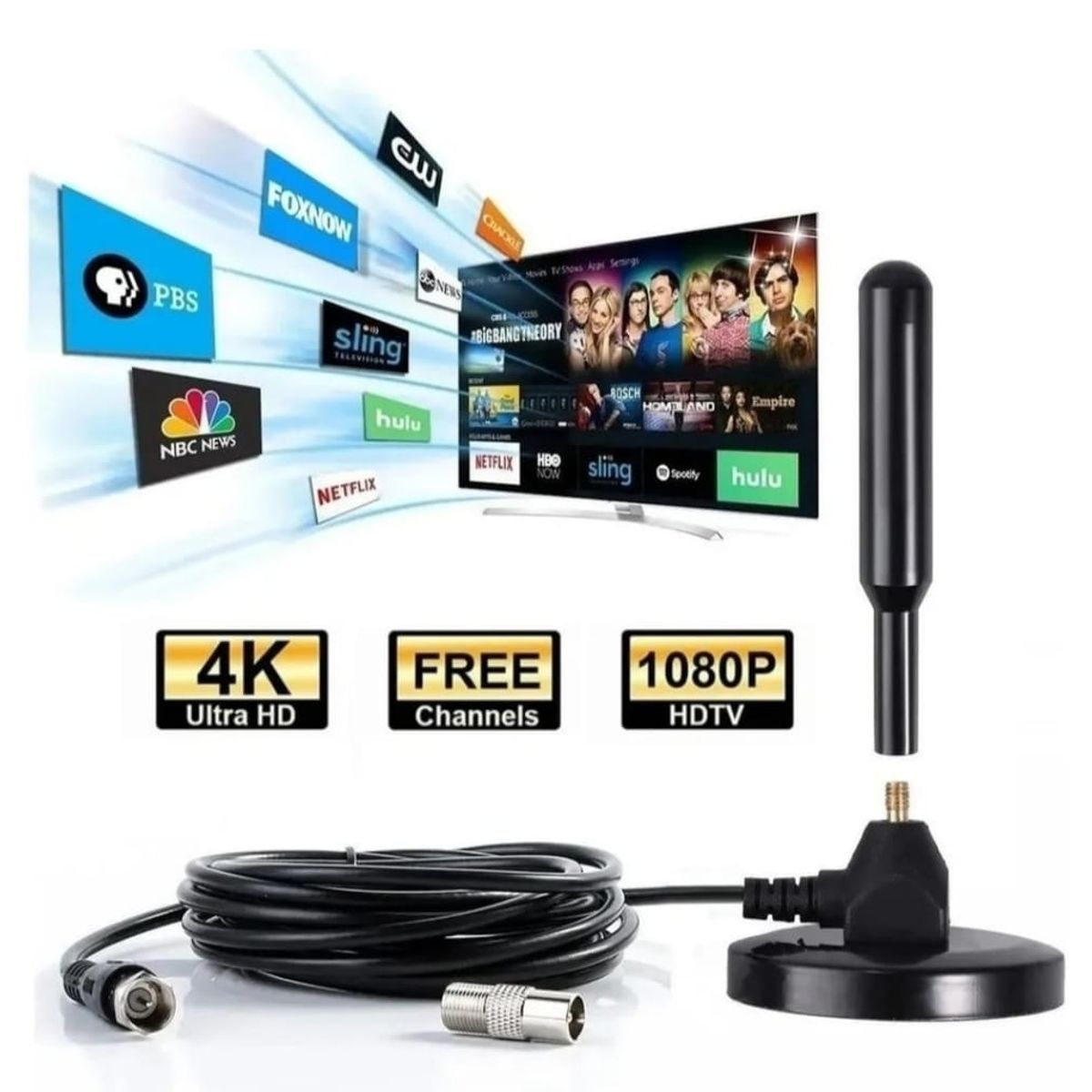 GENERICO - Antena Tv Digital  HD Con Imán Interior Exterior