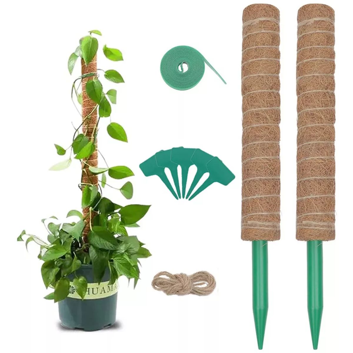 DEKANO - Juego De 9 Tutor De Musgo Para Plantas 43 Cm / Fibra Coco