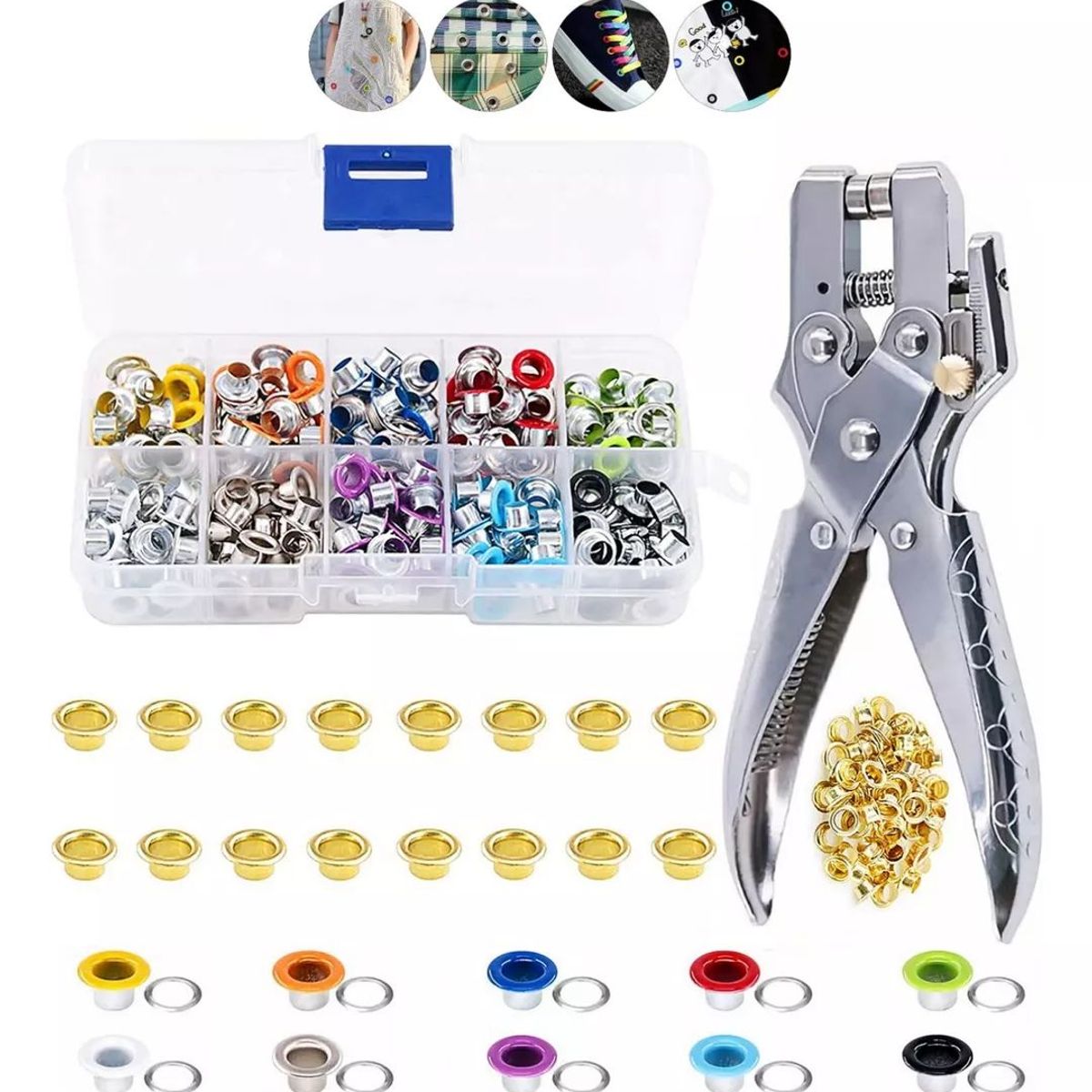 KUANGYE - Set Ojetilladora Perforadora Para Ojetillos + 400 Ojetillos