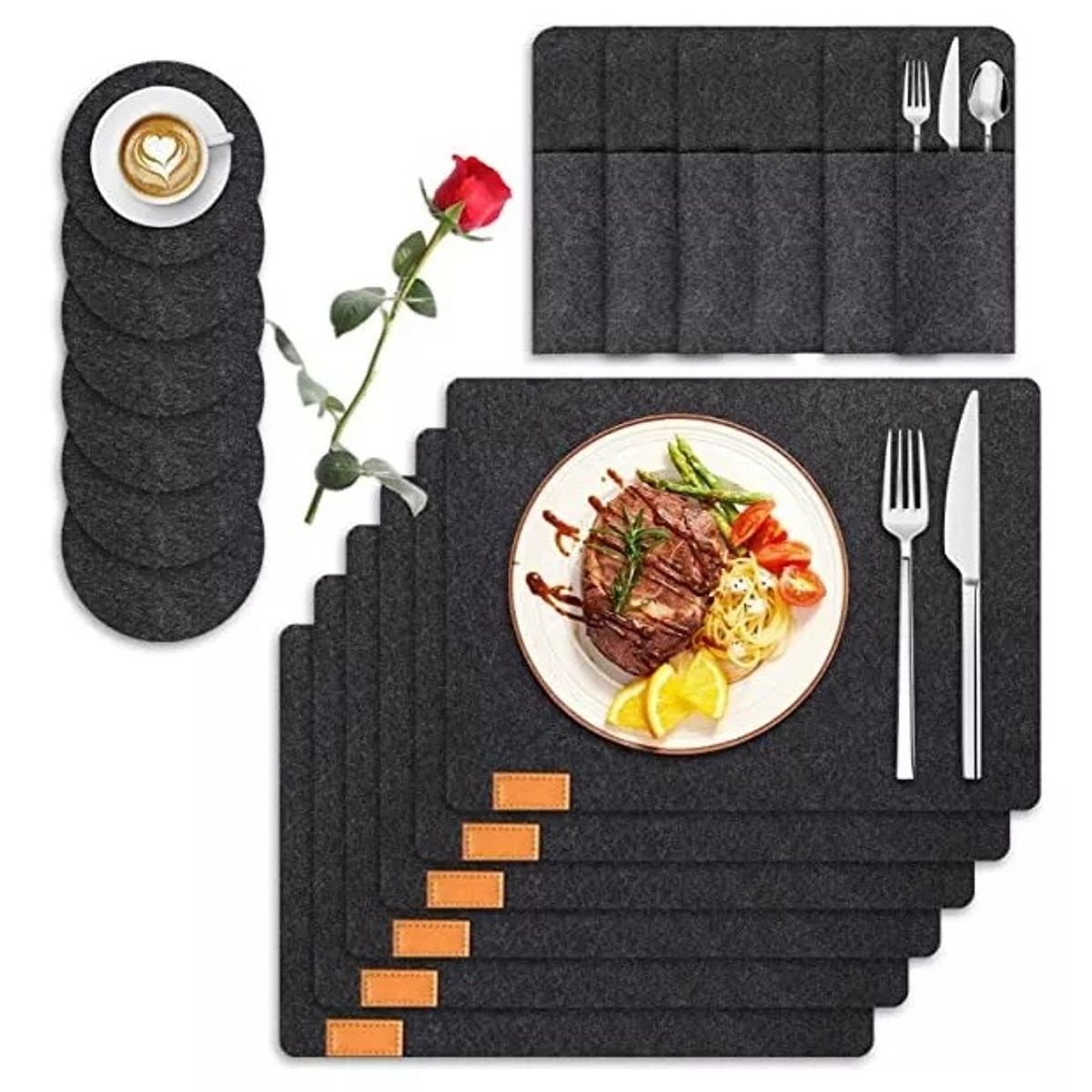 TNAKIEX - Set 18 Manteles Individuales Portavasos Mesa Antideslizante