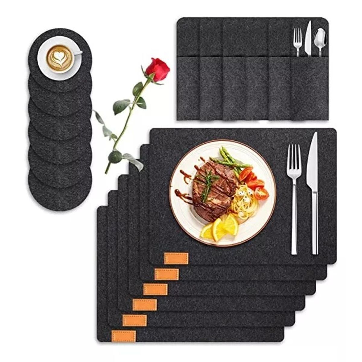 TNAKIEX - Set 18 Manteles Individuales Portavasos Mesa Antideslizante