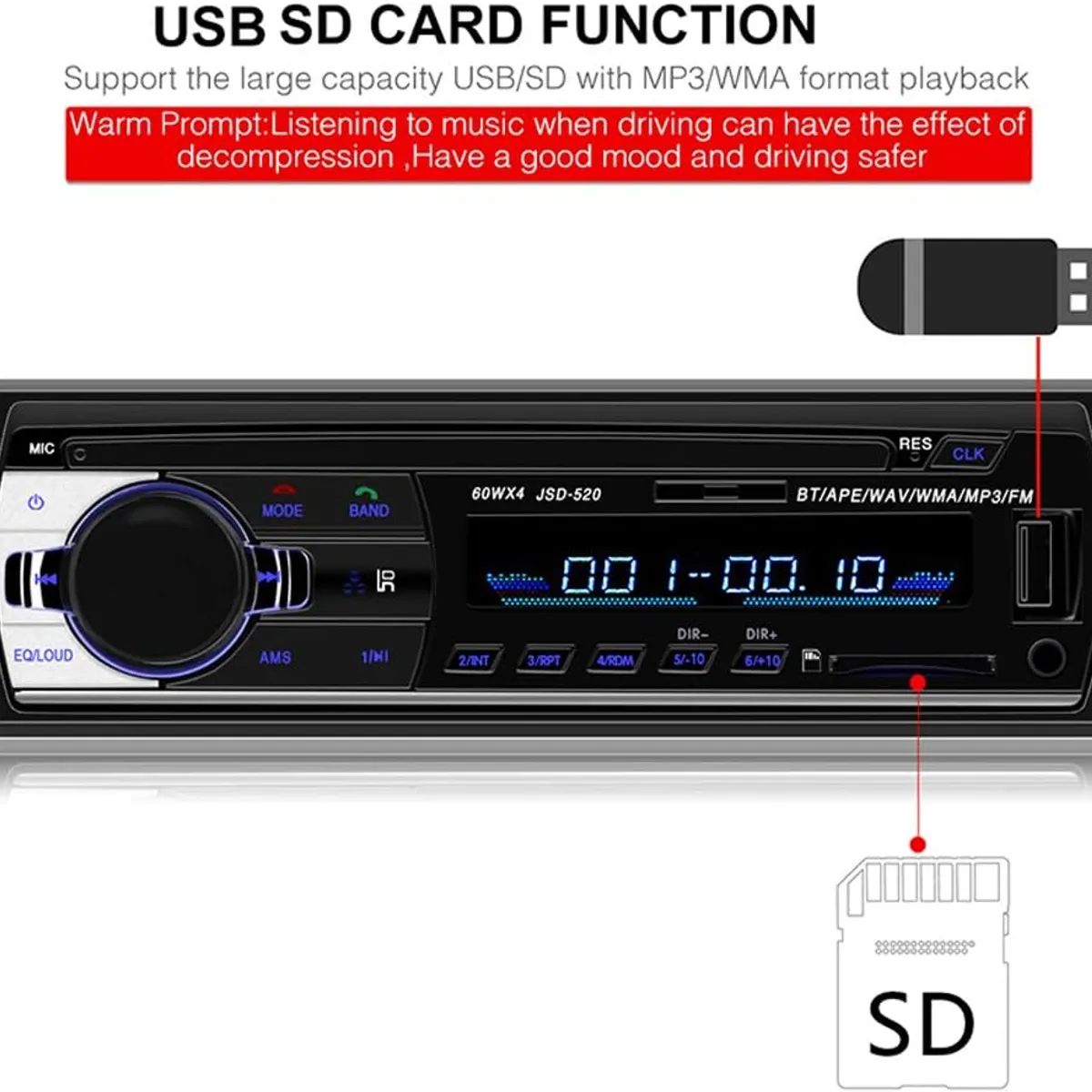 KUANGYE - Radio De Camiones Y Buses Bluetooth Auxpendrive 24v