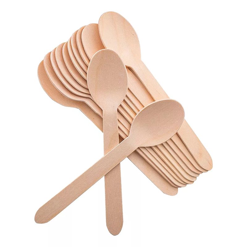 GENERICO - Cucharas Chica de Madera Biodegradables 100 unidades Insumitus®