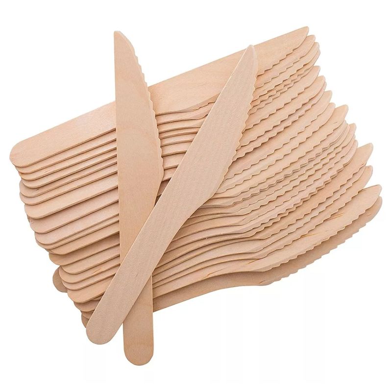 GENERICO - Cuchillos de Madera Biodegradables 100 unidades Insumitus®