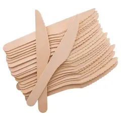 GENERICO - Cuchillos de Madera Biodegradables 100 unidades Insumitus®