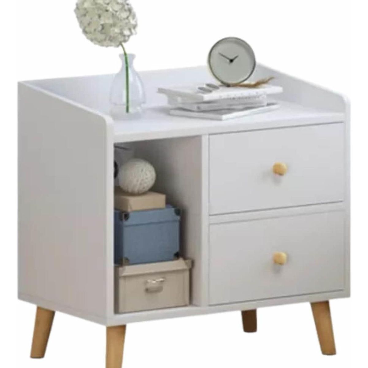 IMPORTCLICK - Velador 2 Cajones Madera 43x30x48 CM Blanco