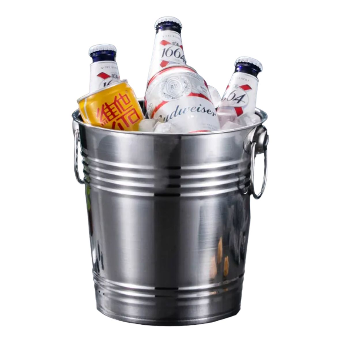 GENERICO - Hielera Metalica Mediana Con Asas Champaña Hielo Tragos.