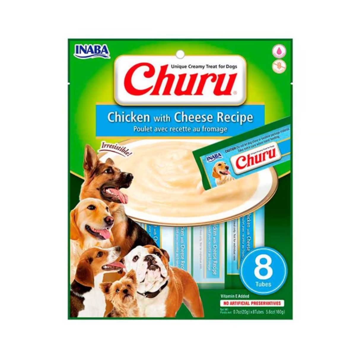 INABA - Churu Para Perro Pollo y Vegetales 8 Tubos de 20 grs