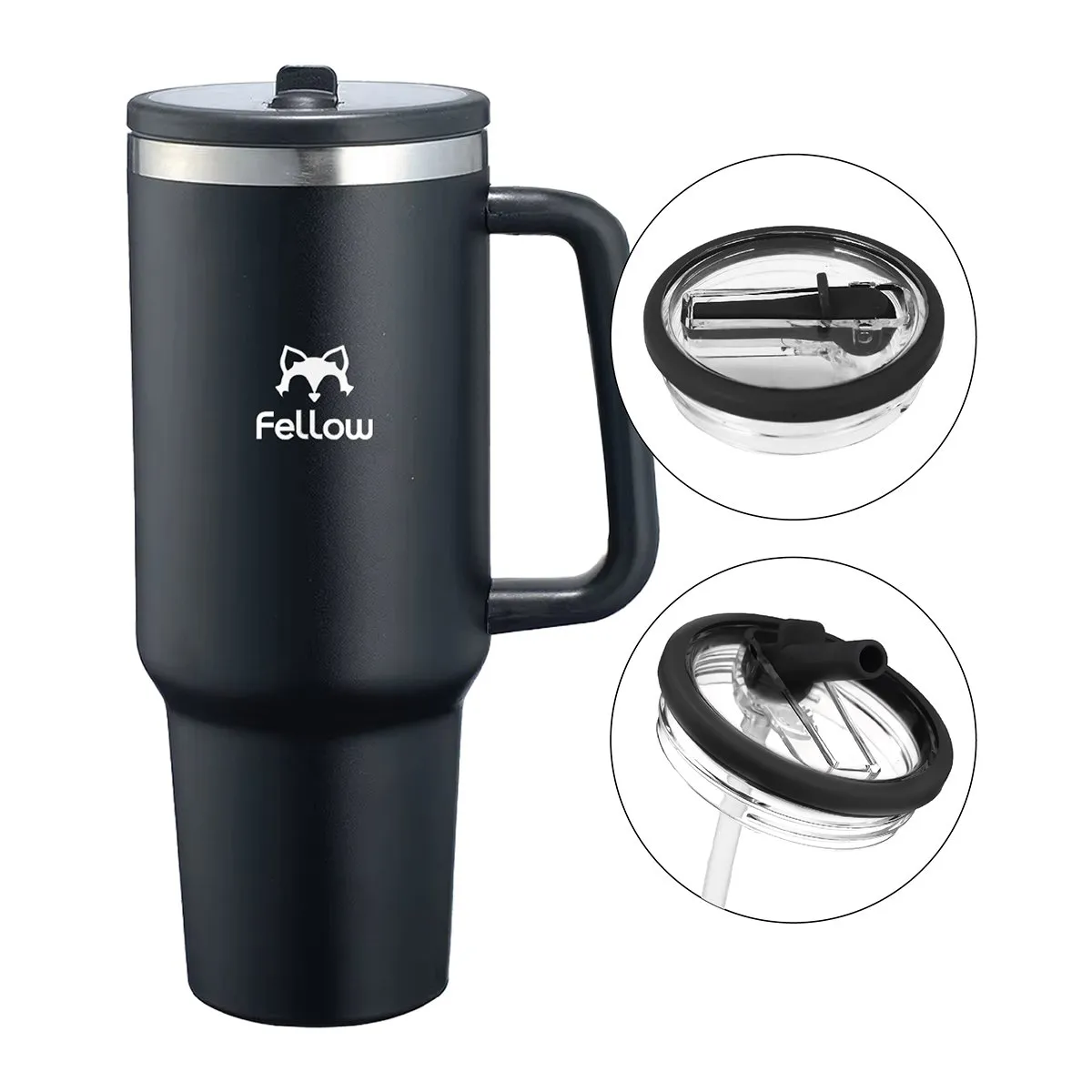 FELLOW - Vaso Termico 1,2Lts Electra By Fellow Mug Tumblr + Bombilla Negro