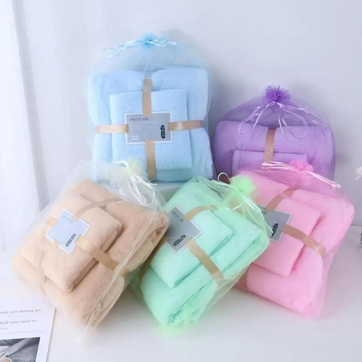 GENERICO - Set Toallas De Mano + Toallon Lisa ROSA