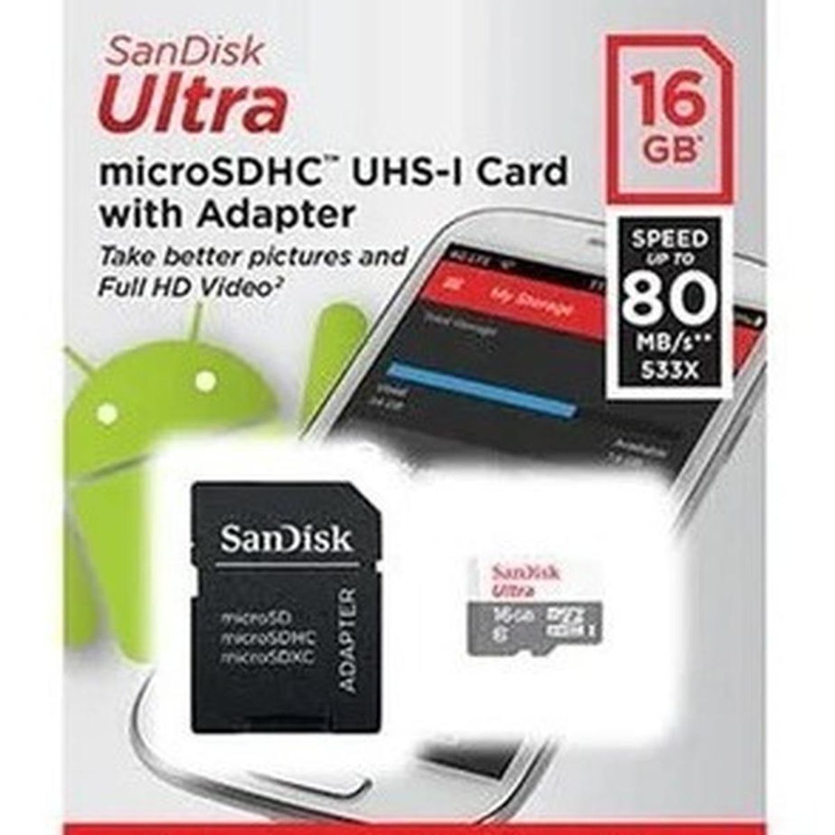 SANDISK - Tarjeta De Memoria Sandisk 16gb Ultra Con Adaptador Sd