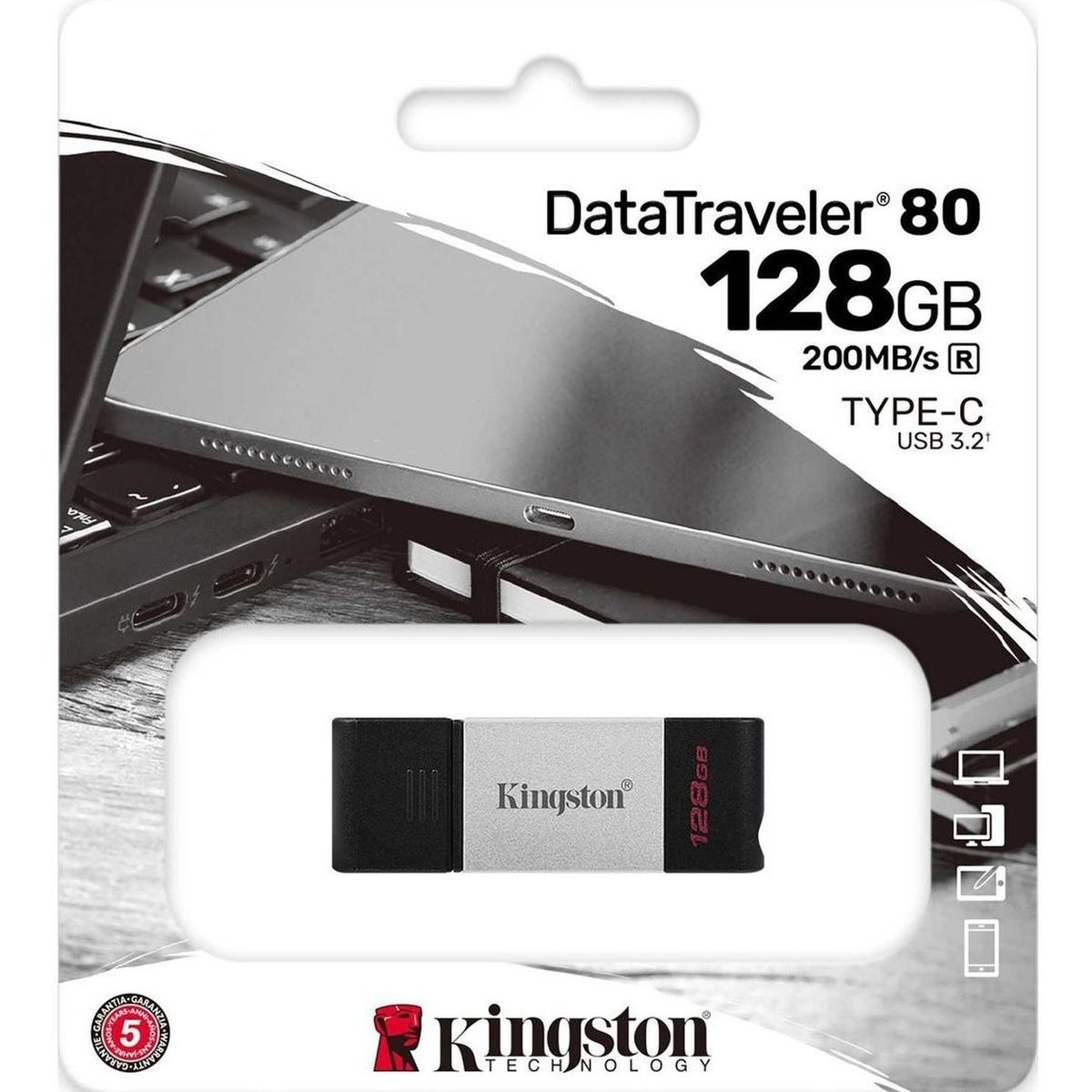KINGSTON - Pendrive Kingston 128gb Datatraveler 80 - Usb Tipo C - Dt80
