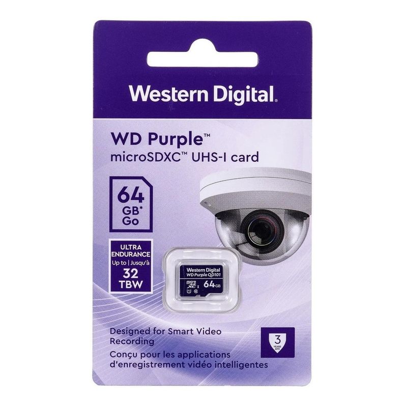 WESTERN DIGITAL - Memoria Microsd Western Digital - 64gb Wd Purple - Seguridad
