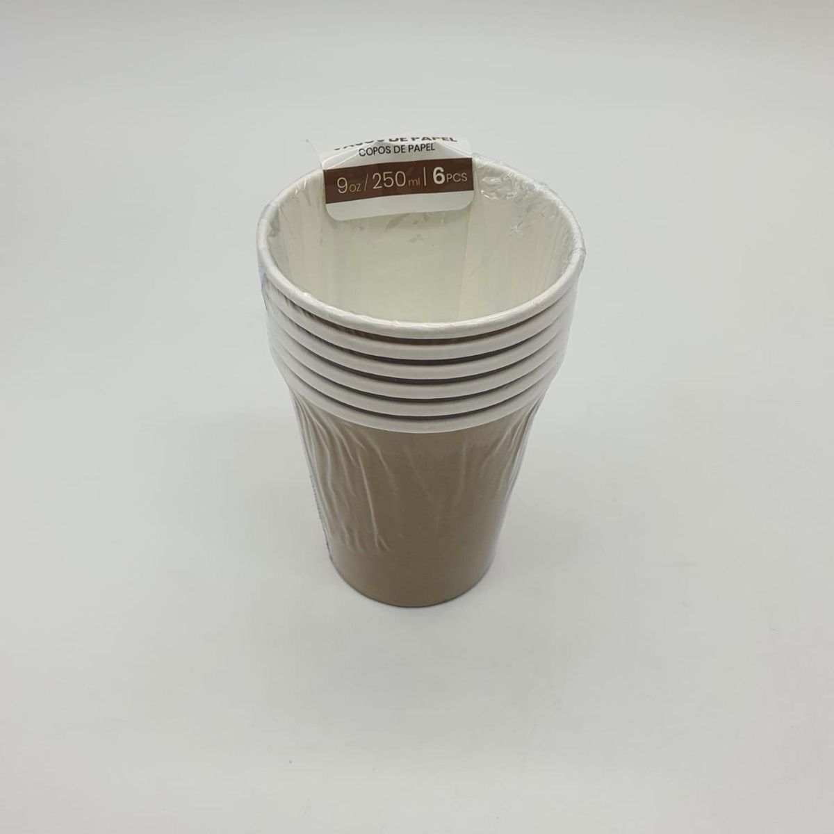 GENERICO - Vasos Cartón 6 Unidades Cumpleaños Fiesta 250ml Ecológico - Dorado.