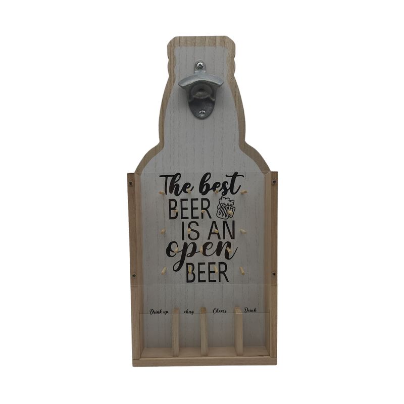 GENERICO - Destapador Abridor De Botellas Para Pared Con Juego - Blanco