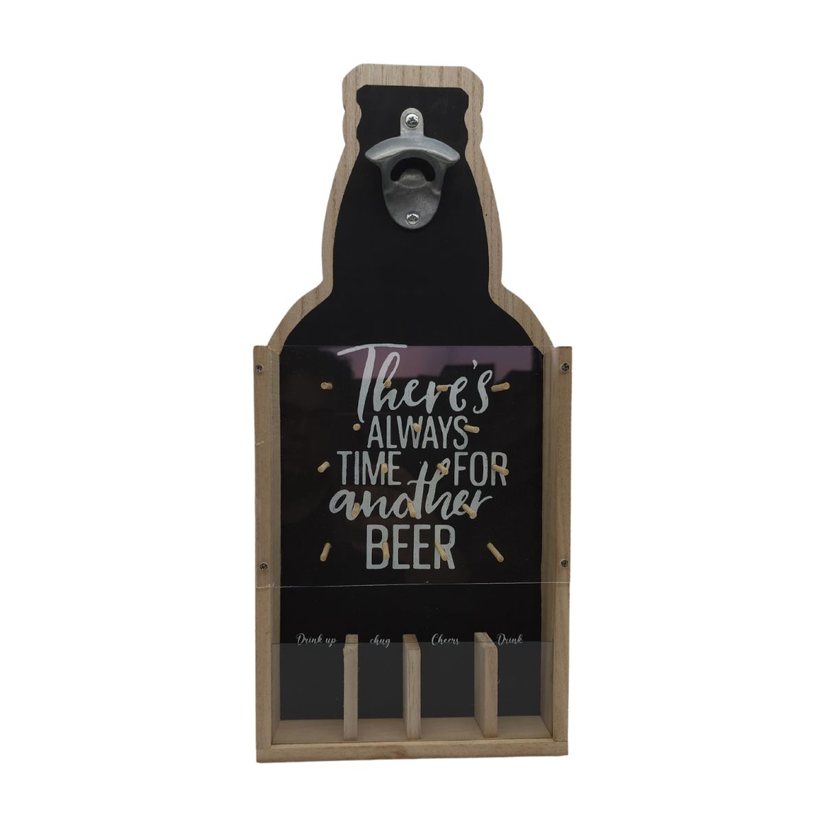 GENERICO - Destapador Abridor De Botellas Para Pared Con Juego - Negro.