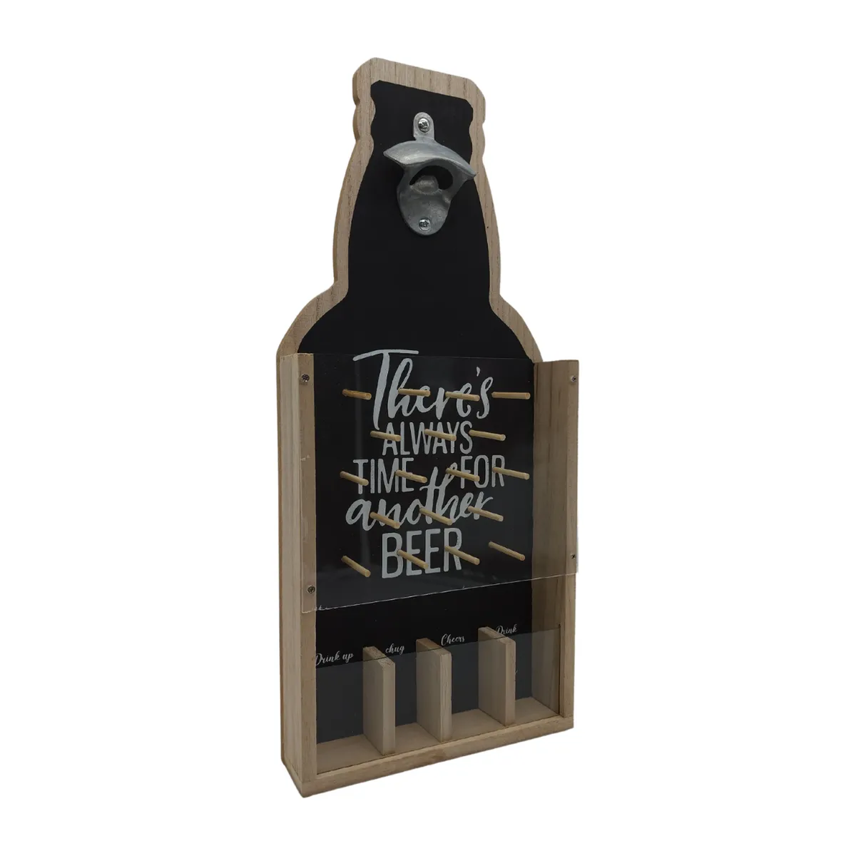 GENERICO - Destapador Abridor De Botellas Para Pared Con Juego - Negro.