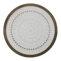 GENERICO - Cuadro De Madera Ornamental Mandala Blanco Borde Marco Cafe