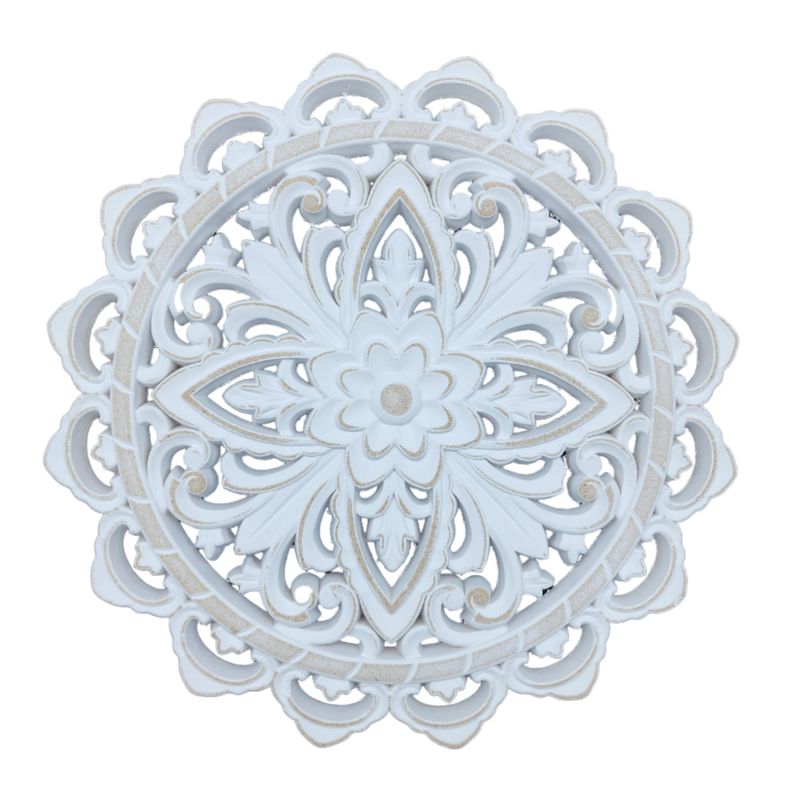 GENERICO - Cuadro De Madera Ornamental Mandala Blanco Decoracion Chico