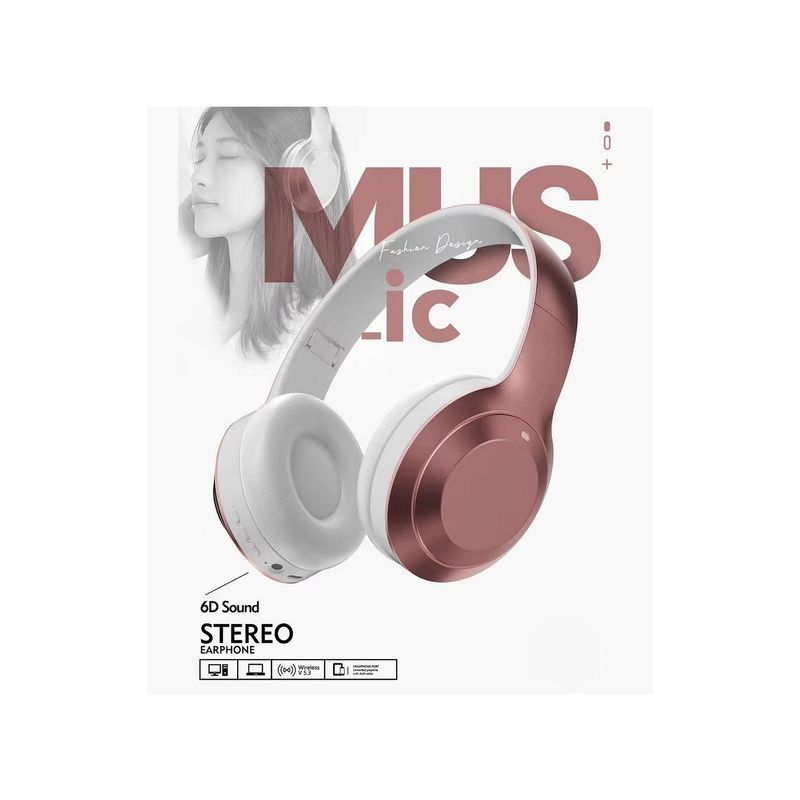 GENERICO - Audifonos Inalámbrico Stereo Rosa On Ear