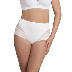 LEONISA - Calzón faja clásico con control moderado de abdomen y bandas en tul 012903 Blanco