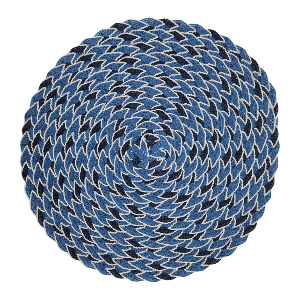 GENERICO - Set 6 Individuales Circulares Trenzados Completo Azul Blanco.