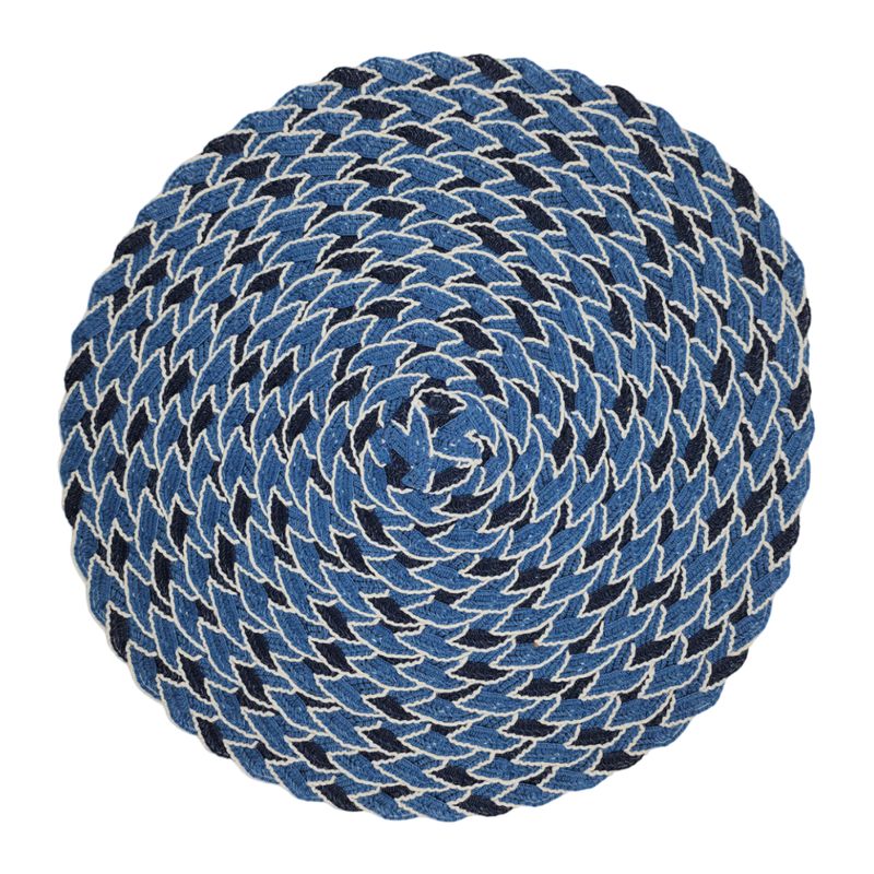 GENERICO - Set 6 Individuales Circulares Trenzados Completo Azul Blanco.