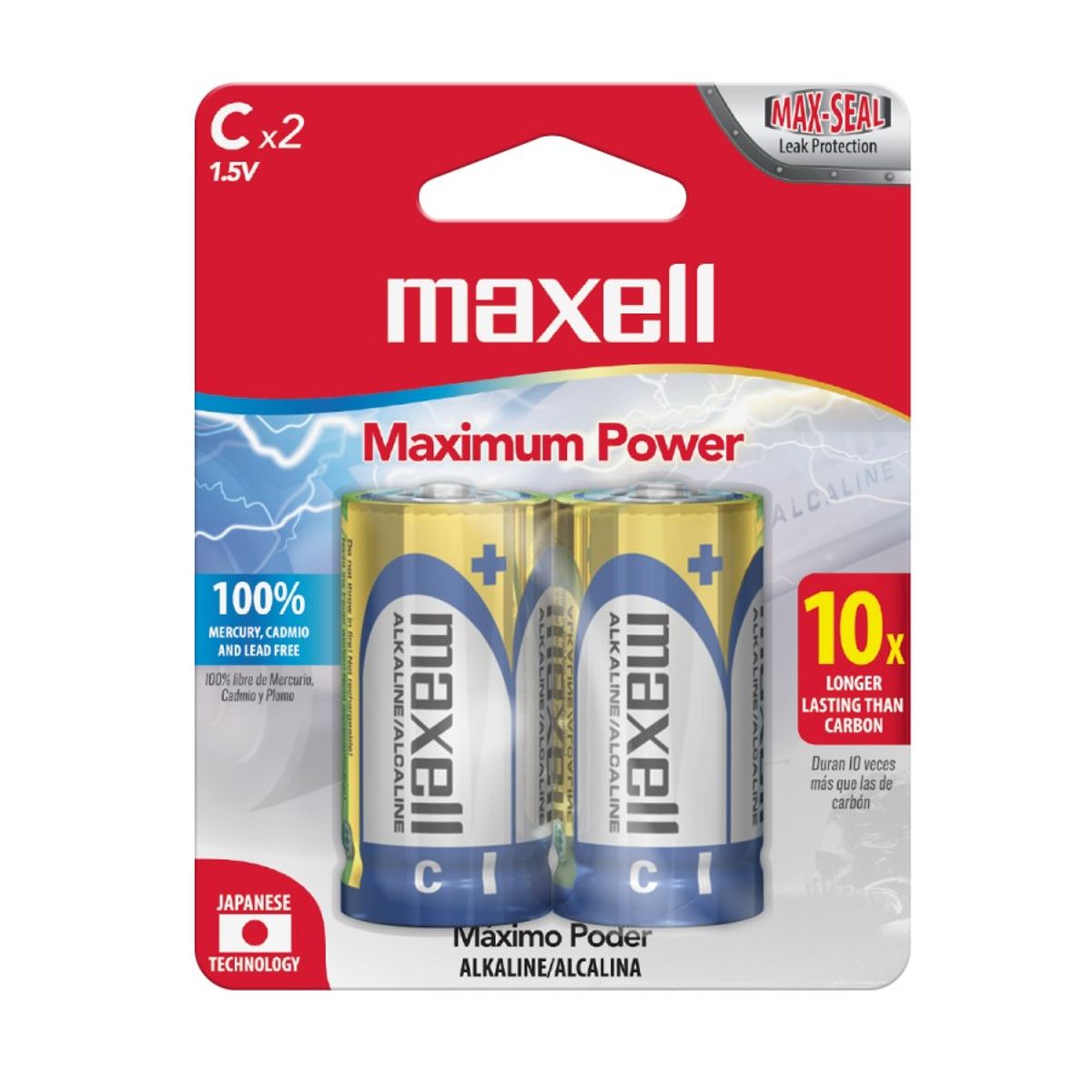MAXELL - Pack 2 Pilas Alcalinas Tipo C Maxell
