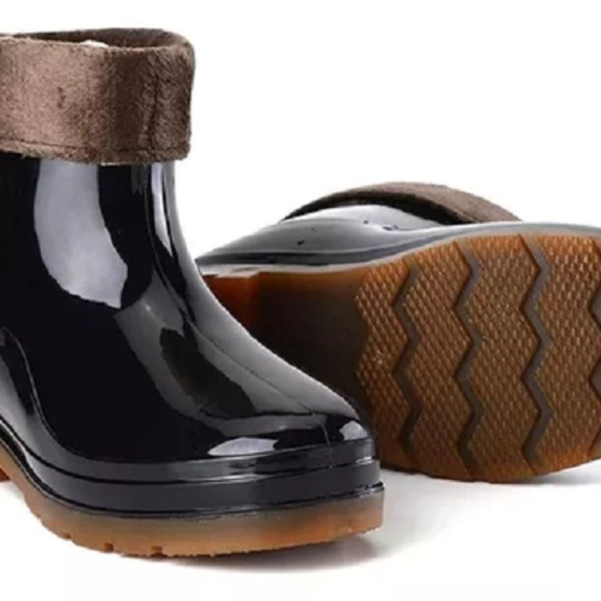 AGUALLUVIA - Botas De Agua Hombre Negra Antideslizante Con Forro Cálido