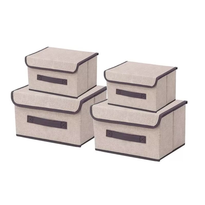 GENERICO - 4 Unidades Cajas Organizadoras De Tela Plegables Con Tapas