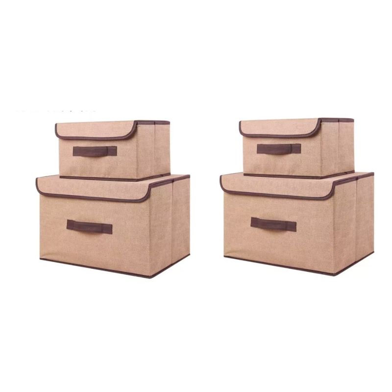 GENERICO - 4 Unidades Cajas Organizadoras De Tela Plegables Con Tapas.