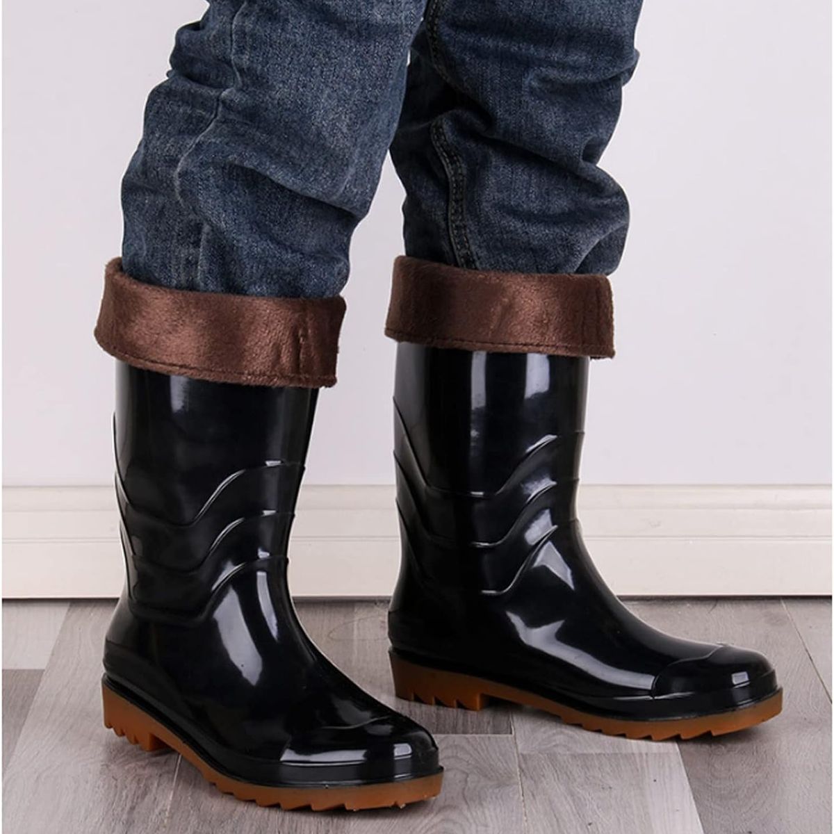 AGUALLUVIA - Botas De Agua Alta Para Hombres Resistentes Antideslizantes