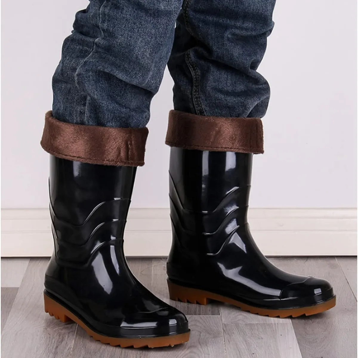 AGUALLUVIA - Botas De Agua Alta Para Hombres Resistentes Antideslizantes