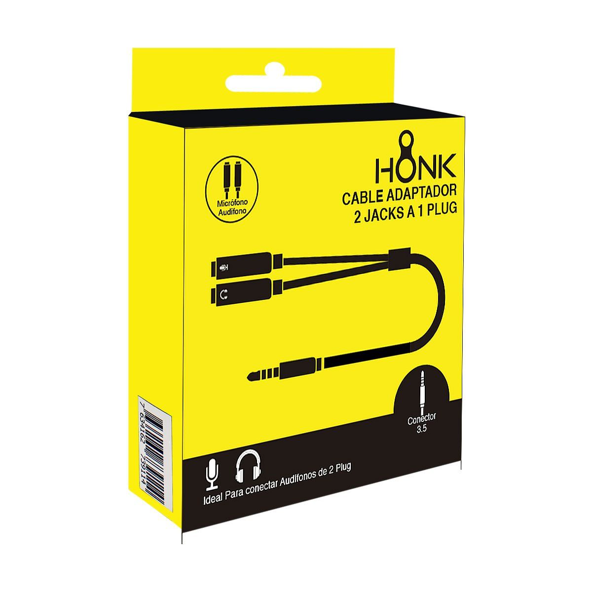 HONK - Cable Adaptador 1 Macho 2 Hembra 3.5 Honk