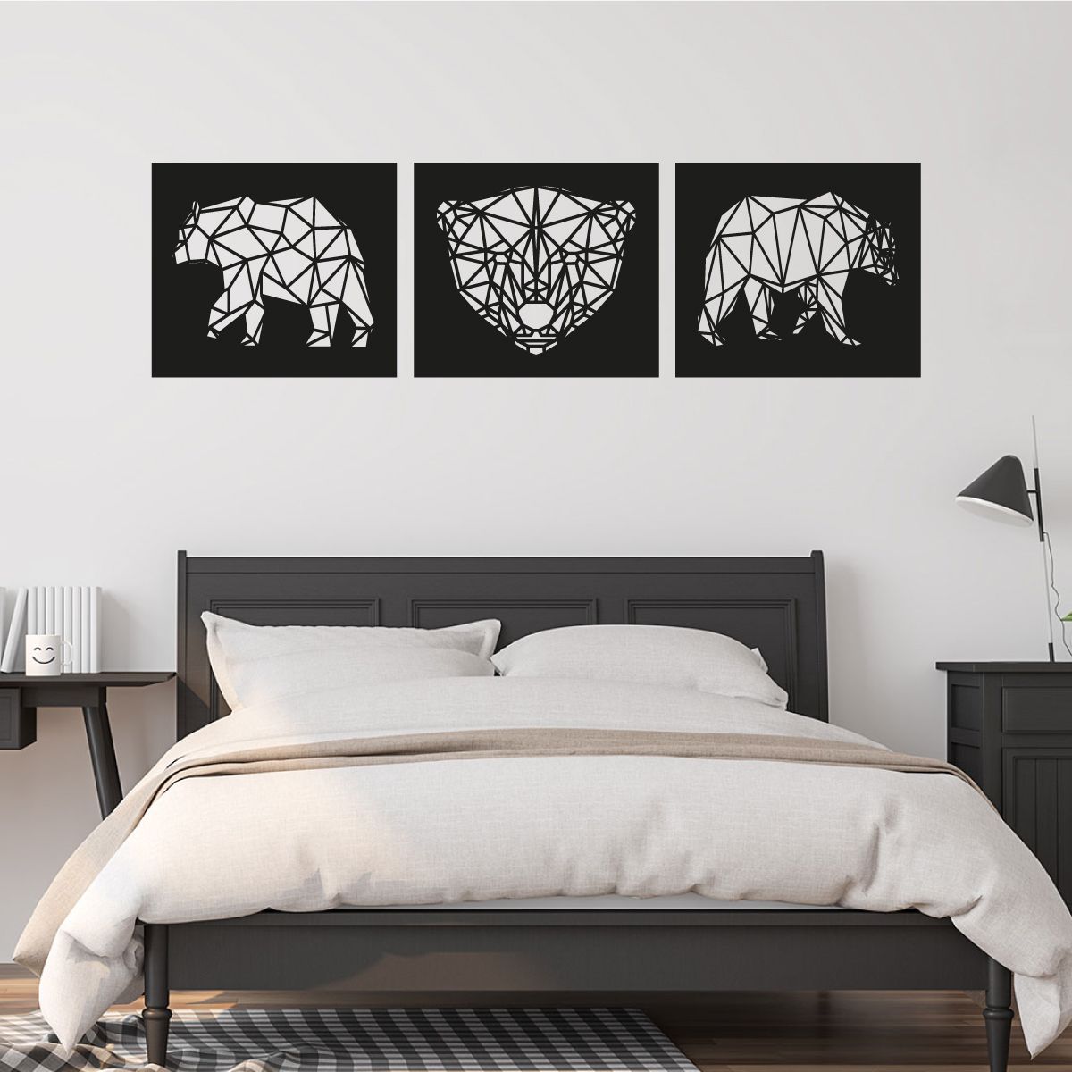 GENERICO - Cuadro Decorativo Oso Triptico Mdf 3mm Animal osos