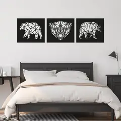 GENERICO - Cuadro Decorativo Oso Triptico Mdf 3mm Animal osos