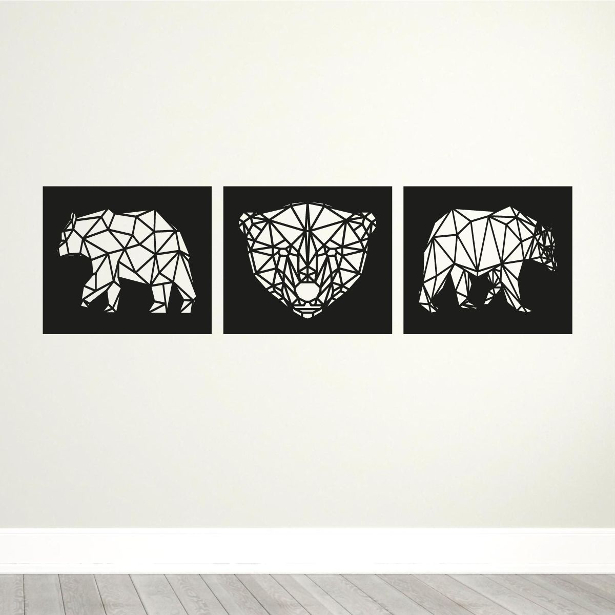 GENERICO - Cuadro Decorativo Oso Triptico Mdf 3mm Animal osos