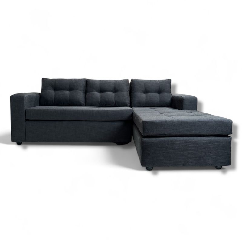 FLOBAL - Sillon Sofá Seccional (L) 4 Cuerpos Derecho Tela Negro 230x170 FLOBAL