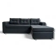 FLOBAL - Sillon Sofá Seccional (L) 4 Cuerpos Derecho Tela Negro 230x170