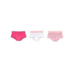 LEONISA - Pack x 3 calzones tipo pantaleta en algodón suave para niña 62301X3 Fucsia / Estampado / Blanco