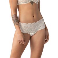 Calzón estilo pantaleta en encaje con transparencias y bordes redondeados 012969 Crudo