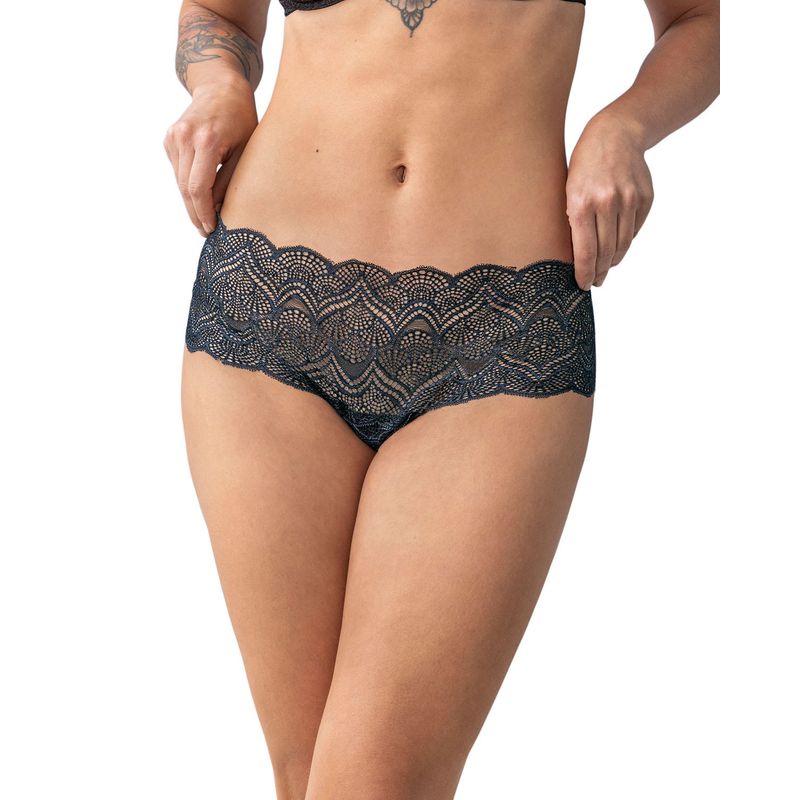 LEONISA - Calzón estilo pantaleta en encaje con transparencias y bordes redondeados 012969 Negro