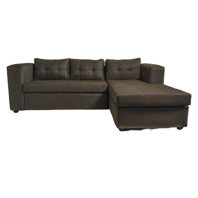 FLOBAL - Sillon Sofá Seccional (L) 4 Cuerpos Derecho Tela Cafe 230x170 FLOBAL
