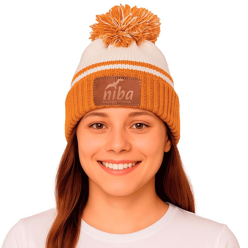 NIBA - Gorro Lana Laguna Dial Mostaza Blanco Niba