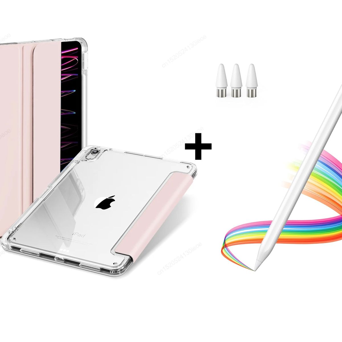 GENERICO - PACK Funda Clear Case ROSA Para iPad 10.2 + Lápiz Tactil
